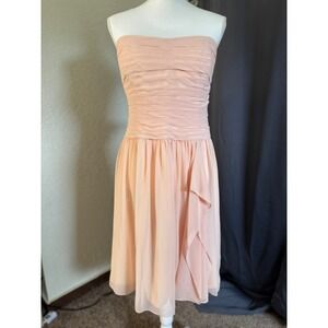 Lauren Ralph Lauren Evening Pink Strapless Ruched Chiffon Cocktail Dress Size 14